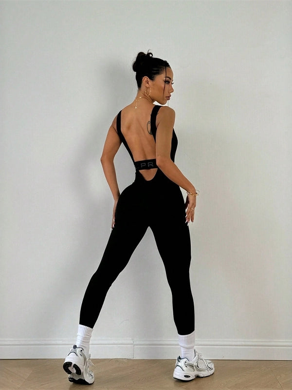Sexy Backless Tight Yoga Sports Jumpsuit Trousers Women Fitness Bodysuit Jumpsuit
