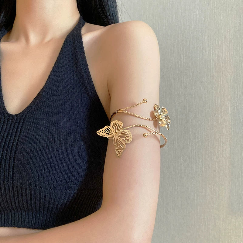 Punk Stylish Niche Style Armband Winding Double-Headed Snake Fashion Normcore Style Exaggerated and Personalized Opening Adjustable Bracelet