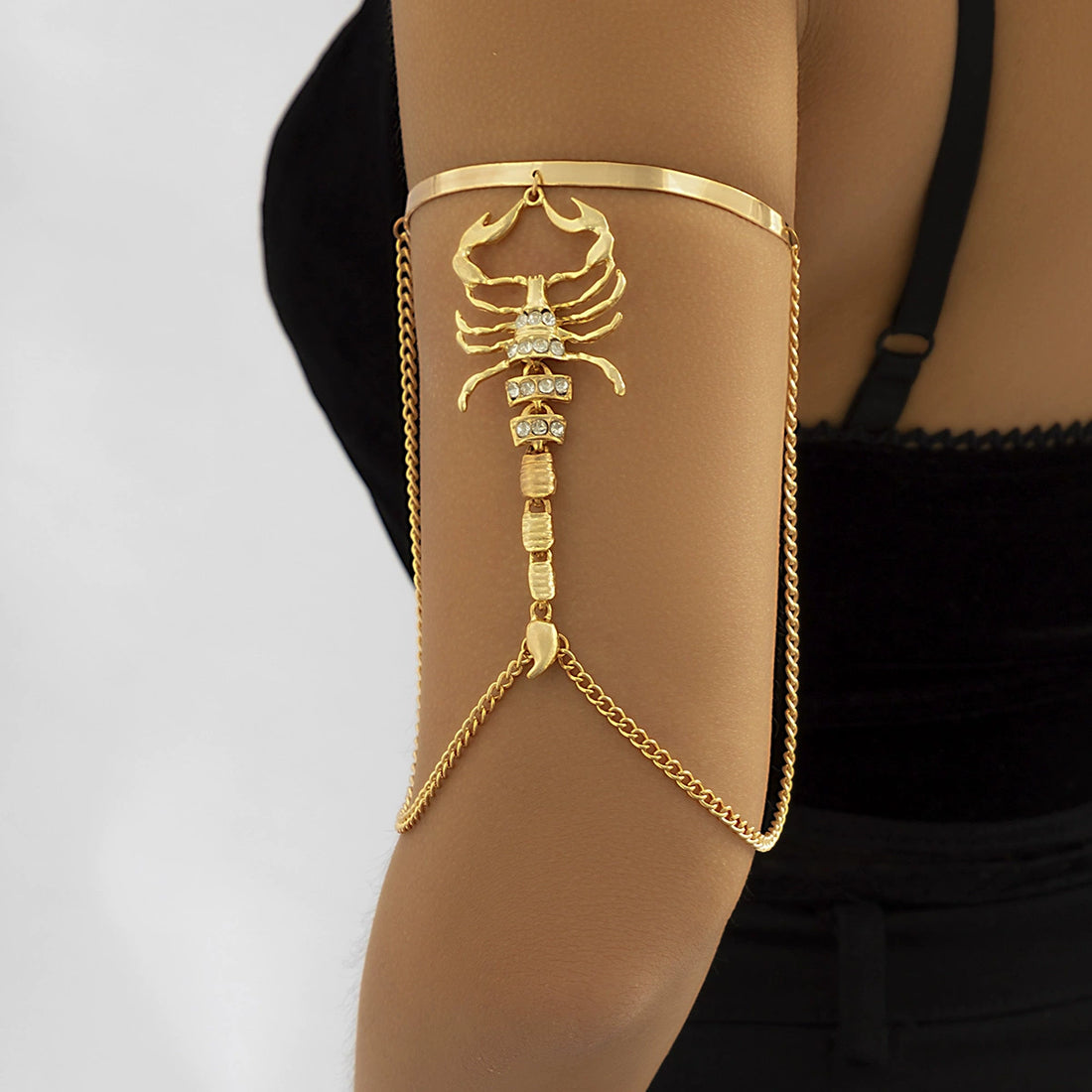 Fashion Waist Chain Ornament Punk Diamond-Embedded Geometric Tassel Animal Bracelet Stylish Scorpion Three-Dimensional Opening Bracelet Women