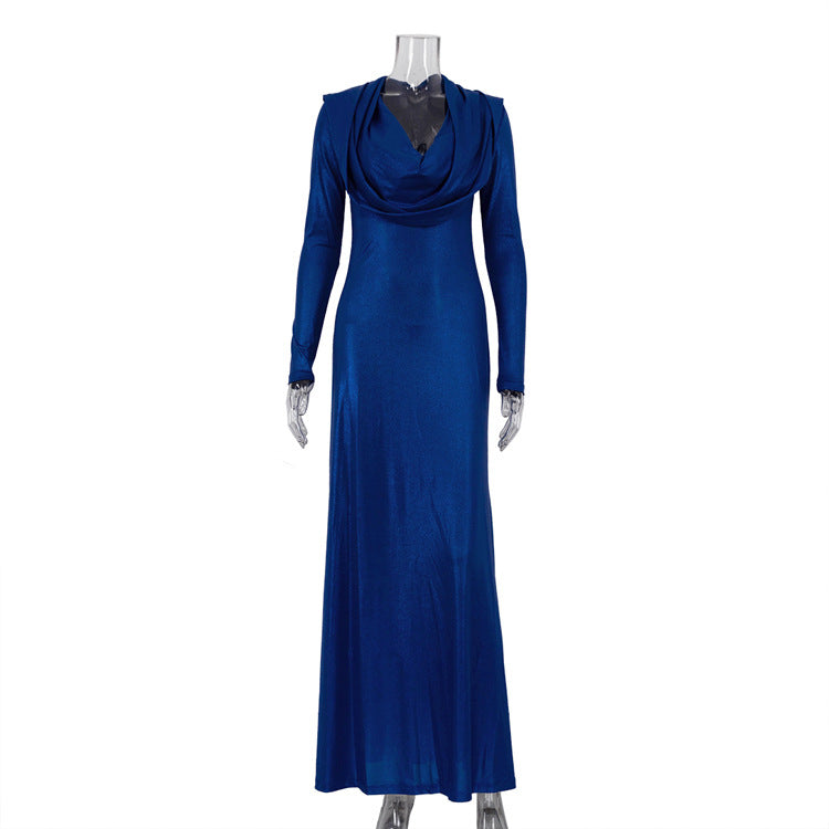 Fashion Slim White Knitted Women'S Dress 2025 Bodycon Hooded Long Sleeve Dress Elegant Classic Party Dresses Female