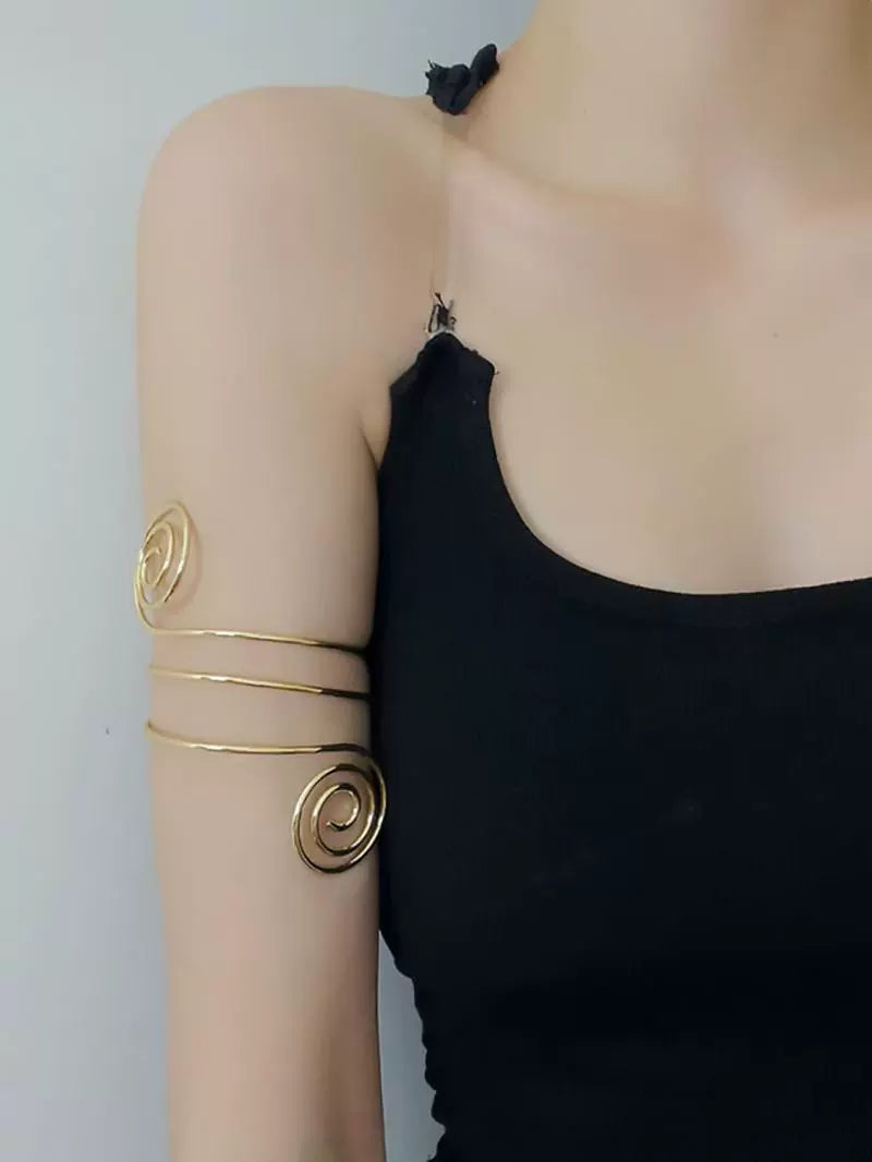 Punk Stylish Niche Style Armband Winding Double-Headed Snake Fashion Normcore Style Exaggerated and Personalized Opening Adjustable Bracelet