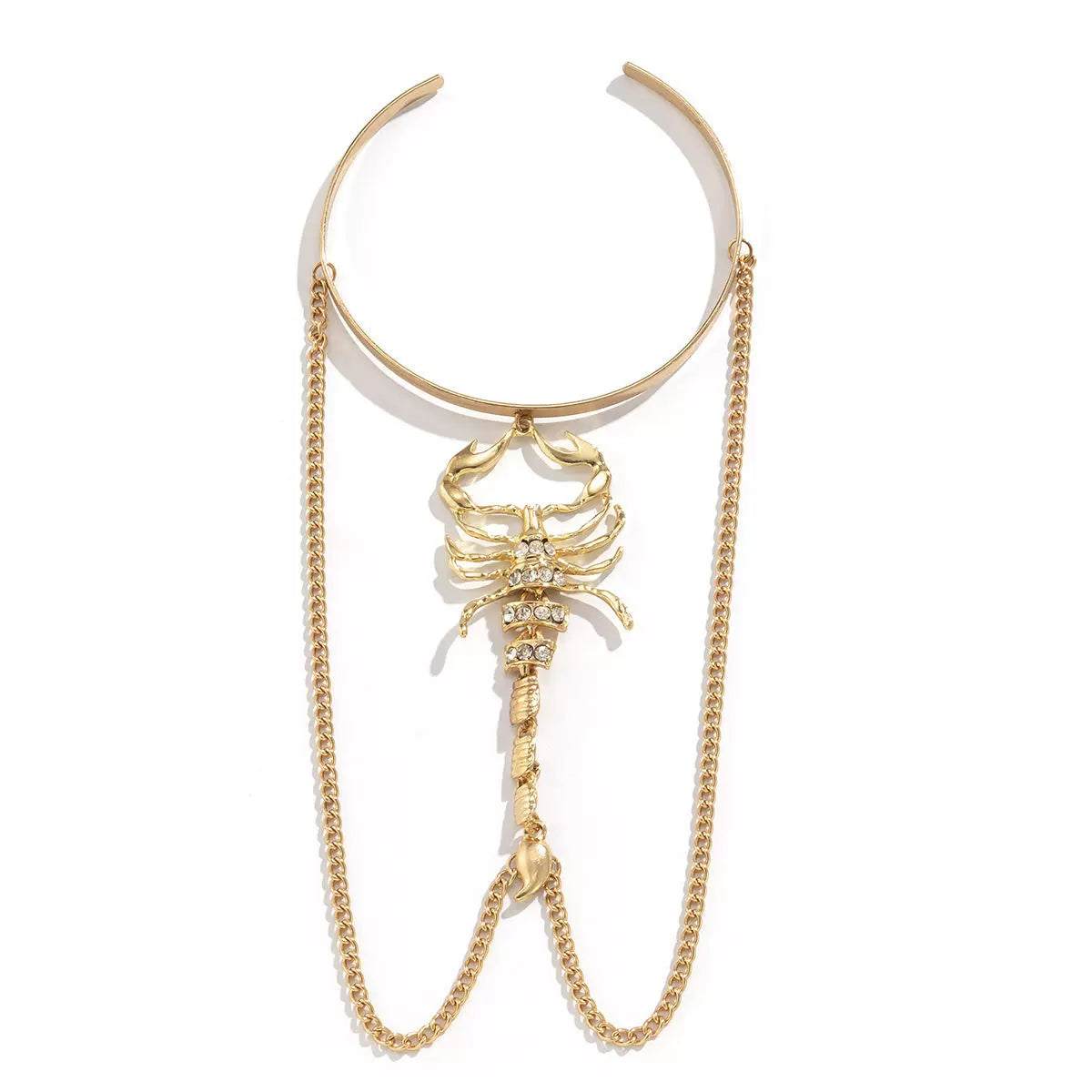 Fashion Waist Chain Ornament Punk Diamond-Embedded Geometric Tassel Animal Bracelet Stylish Scorpion Three-Dimensional Opening Bracelet Women