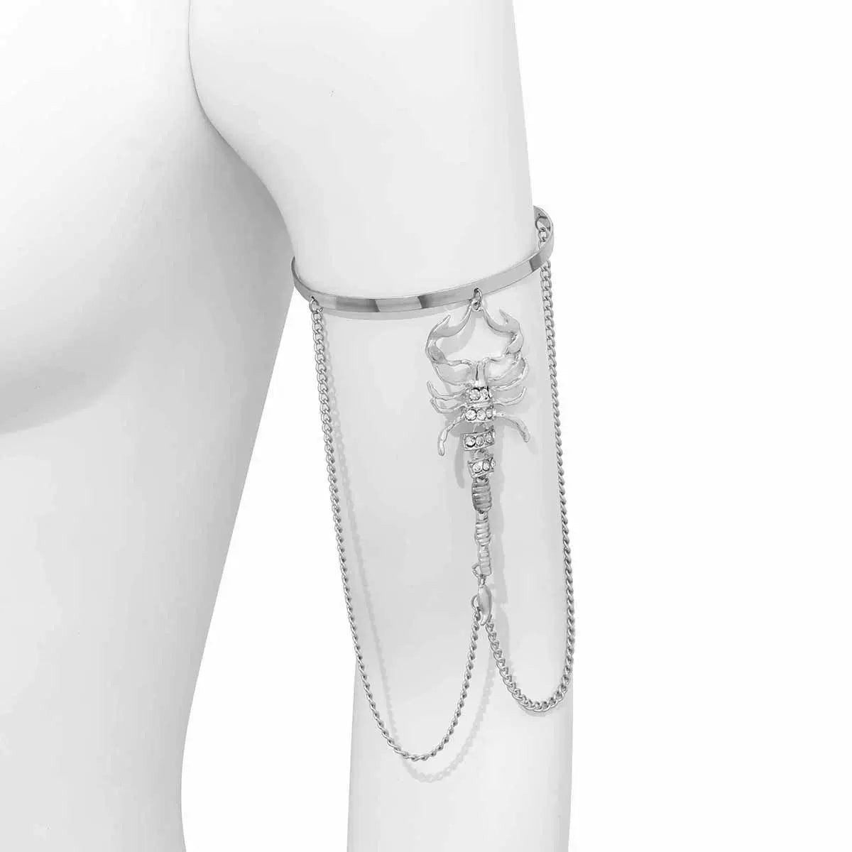 Fashion Waist Chain Ornament Punk Diamond-Embedded Geometric Tassel Animal Bracelet Stylish Scorpion Three-Dimensional Opening Bracelet Women