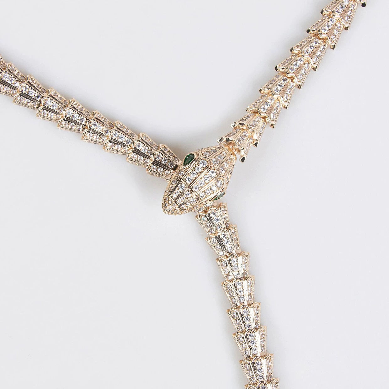 Fashion Retro Necklace Zircon Snake-Shaped Exaggerated Personality Necklace Year-end Look Accessories
