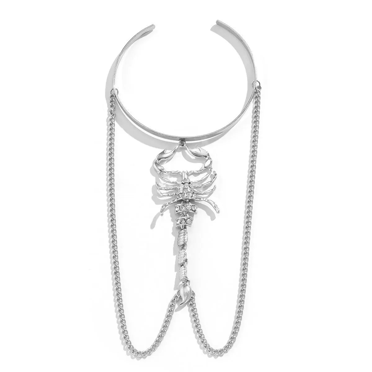 Fashion Waist Chain Ornament Punk Diamond-Embedded Geometric Tassel Animal Bracelet Stylish Scorpion Three-Dimensional Opening Bracelet Women