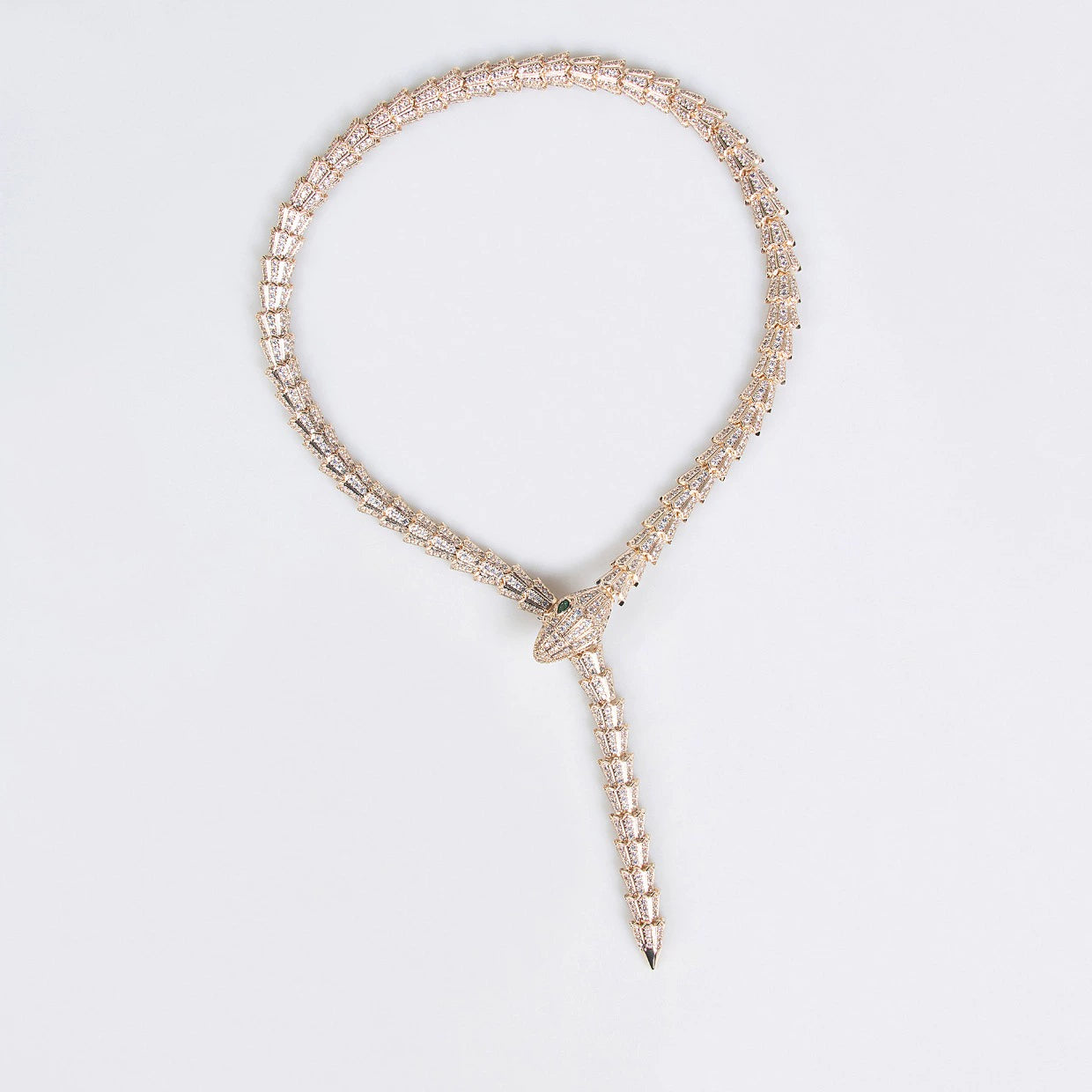 Fashion Retro Necklace Zircon Snake-Shaped Exaggerated Personality Necklace Year-end Look Accessories