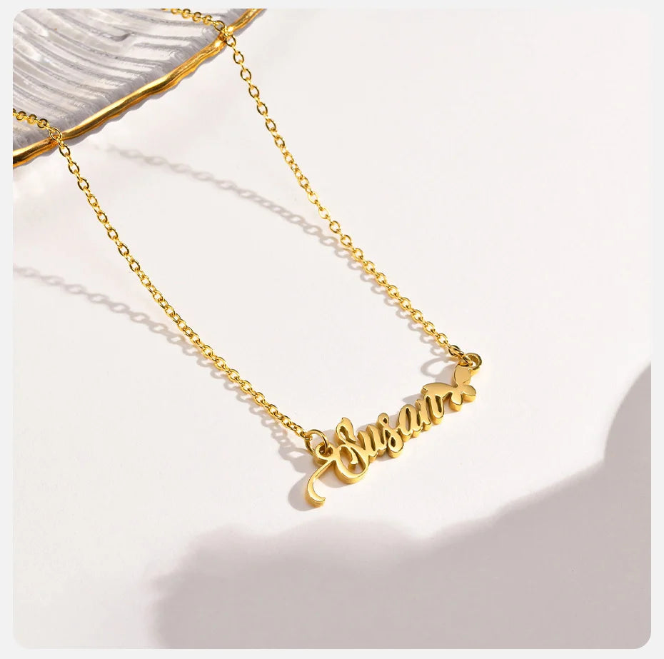 Vnox Custom Name Necklaces for Girls Boys, Stainless Steel Personalized Baby Nameplate Chokers Collar Gift Jewelry