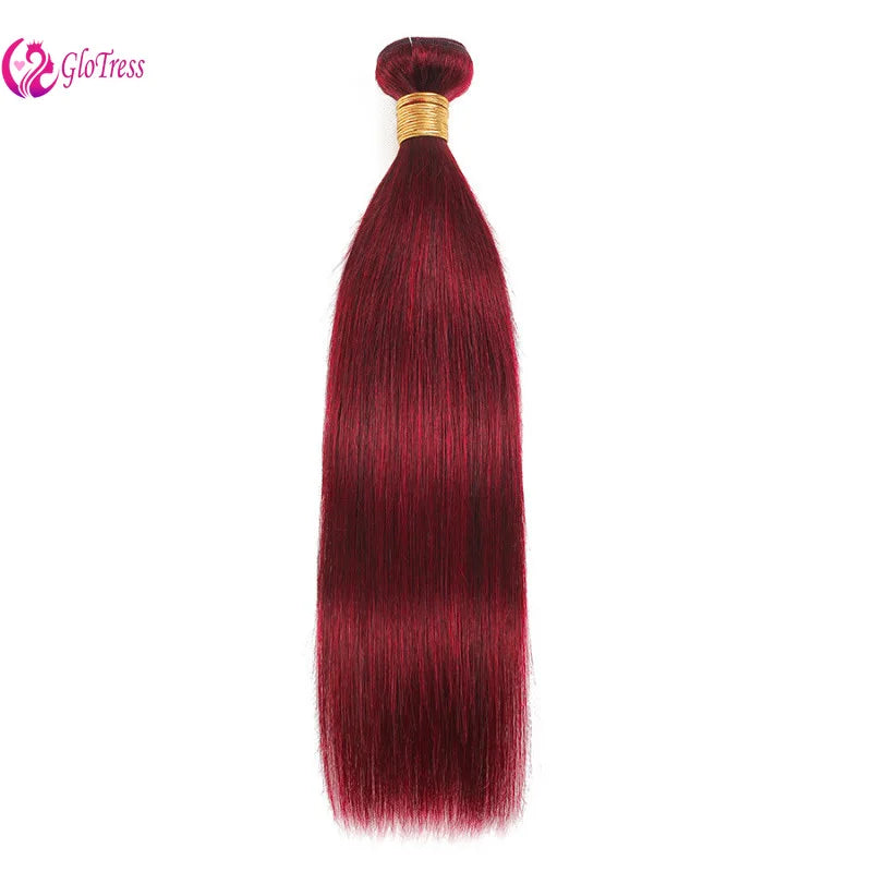 Straight Human Hair Bundles 8-26 Inch 100g/Bundle Double Weft Weave Extensions Brazilian Color 99j 3 Bundles Human Hair