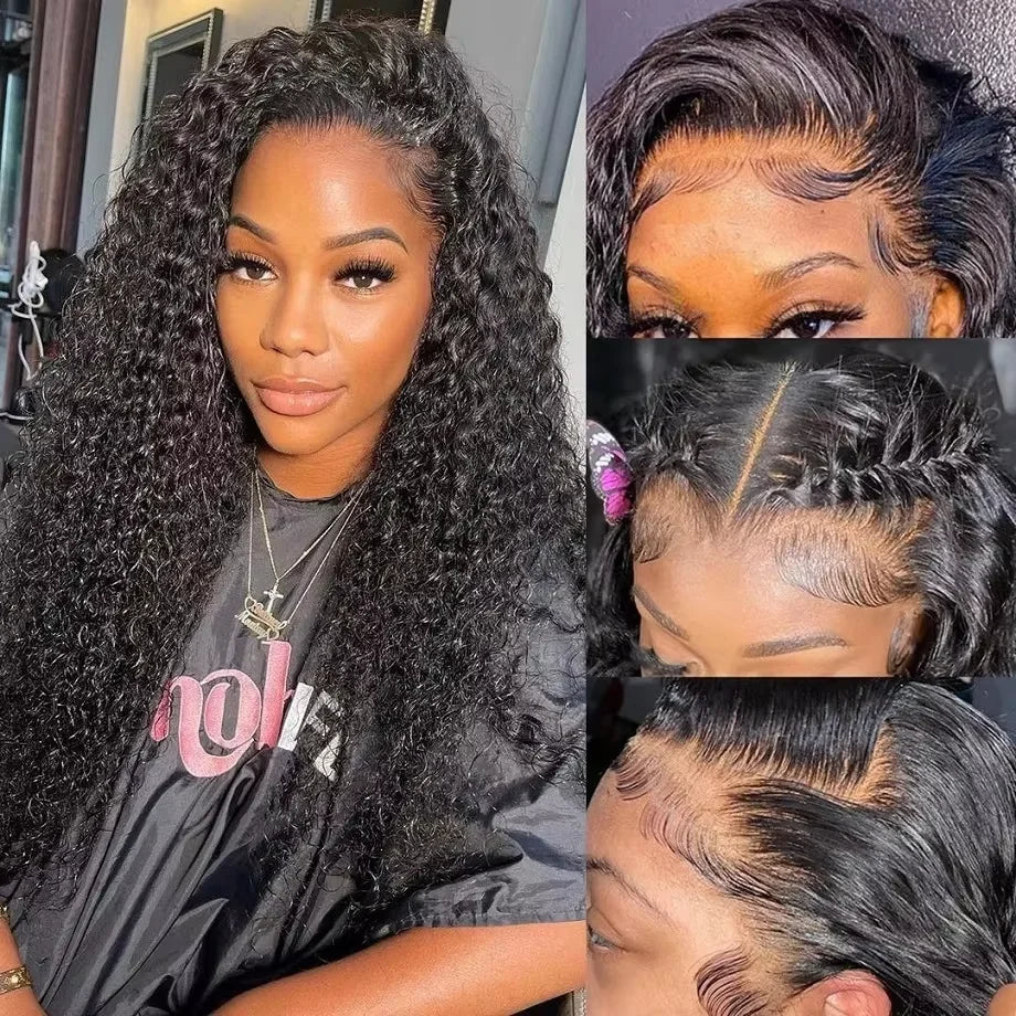 13x6 Hd Lace Frontal Wig Human Hair Brazilian Curly Wigs Pre Plucked Wet And Wavy 36 Inch Deep Wave Human Hair Lace Frontal Wig