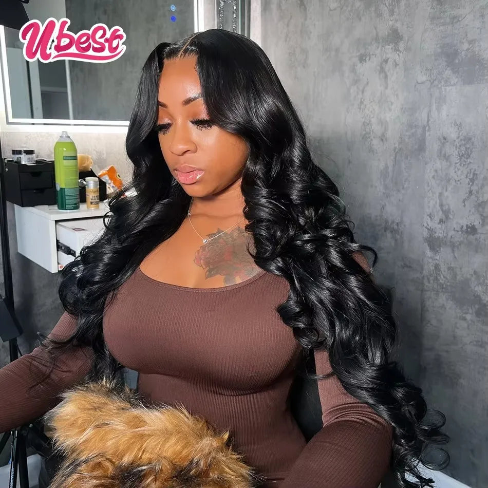 Ubest 13X6 Transparent Lace Front Wigs Body Wave Human Hair Highlights Pink Brown Colored 5X5 Closure Wig Pre Plucked For Women