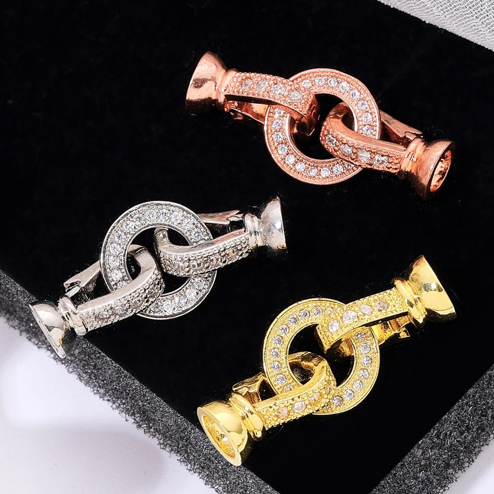 Juya 18K Gold Silver Plated Decoration Accessories Fastener Closure Pearls Clasps Lock For DIY Needlework Beads Jewelry Making