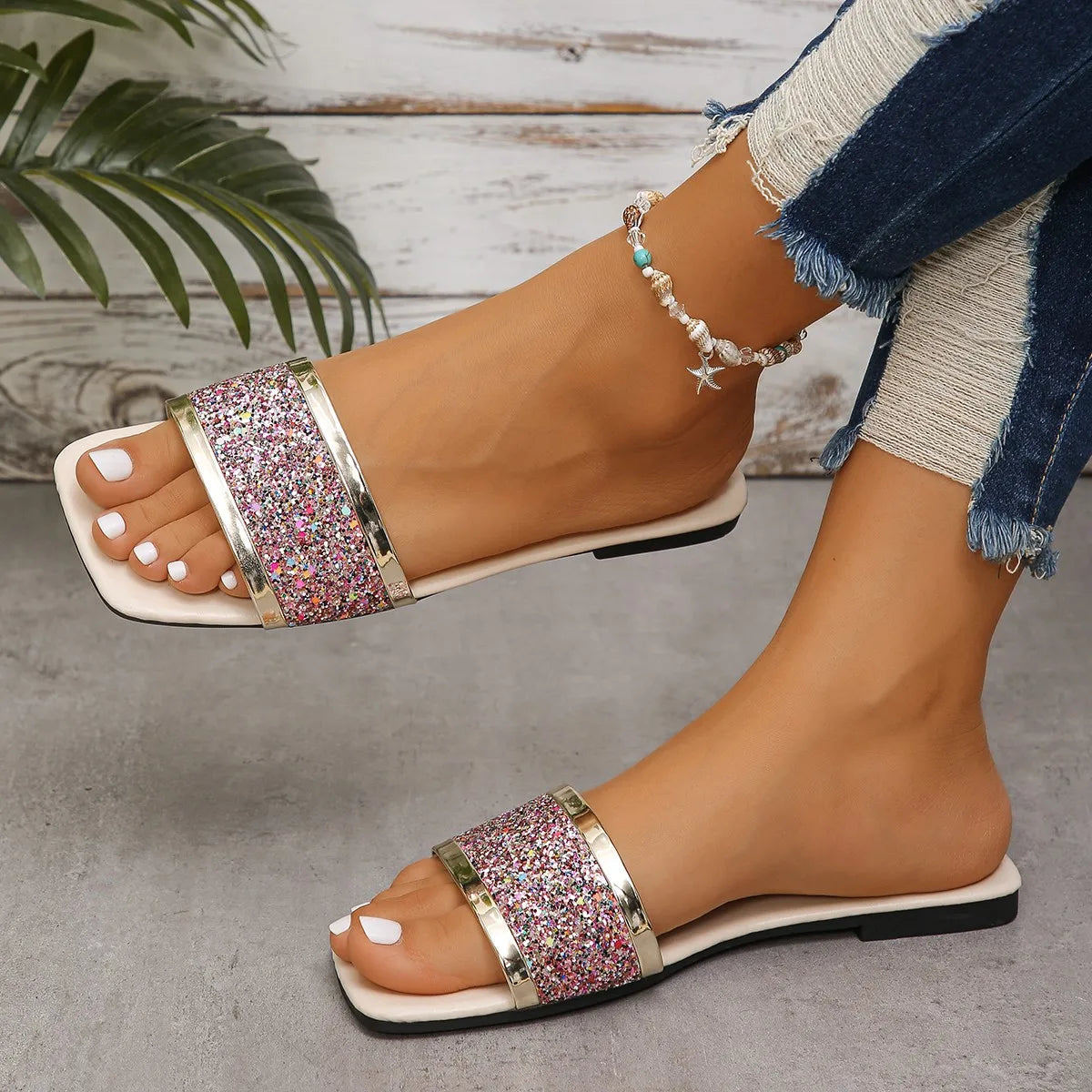 2024 New Designer Casual Flat Fashion Shoes Women Elegant Slip on Walking Slippers Lightweight Comfortable Shoes Slides Women