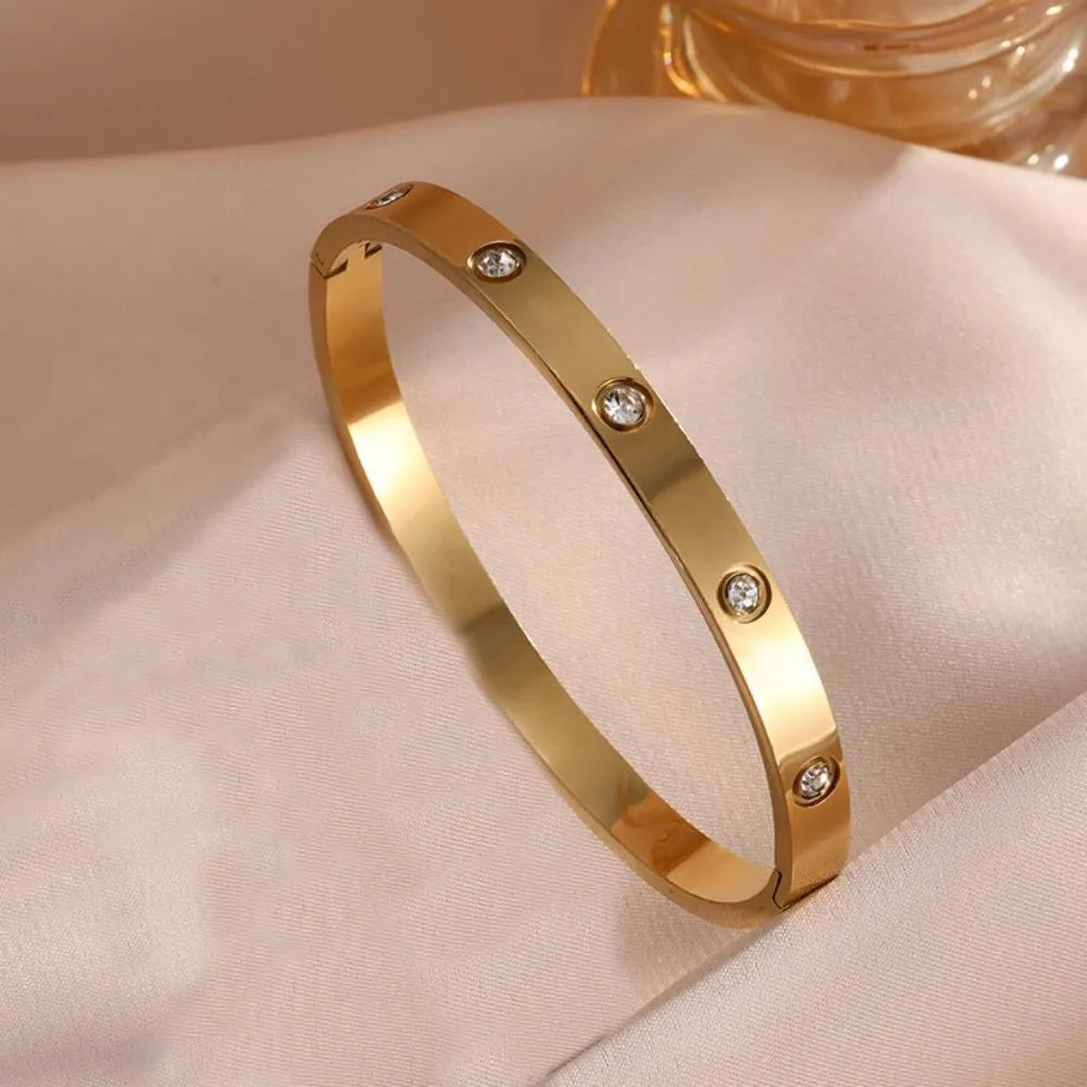 Zircon Stainless Steel Bangles for Women
