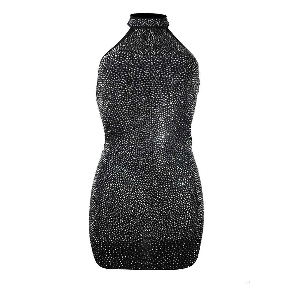 Elegant Party Dresses for Women  Halter Neck Hot Drill Tight Sexy Club Dress