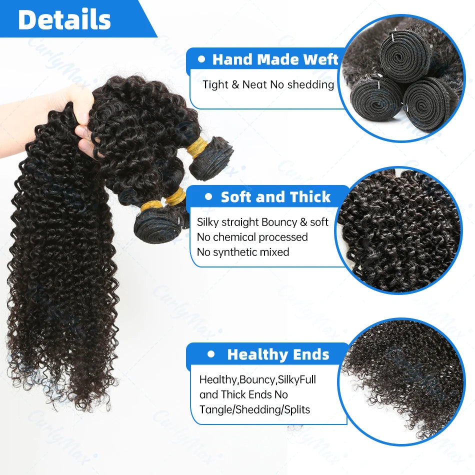 Curly Deep Wave Hair Extensions 30-38 Inch 100% Human