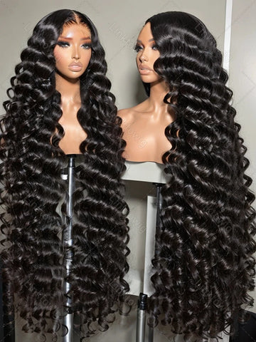 30-40 Inch HD Lace Front Deep Wave Human Hair Wig