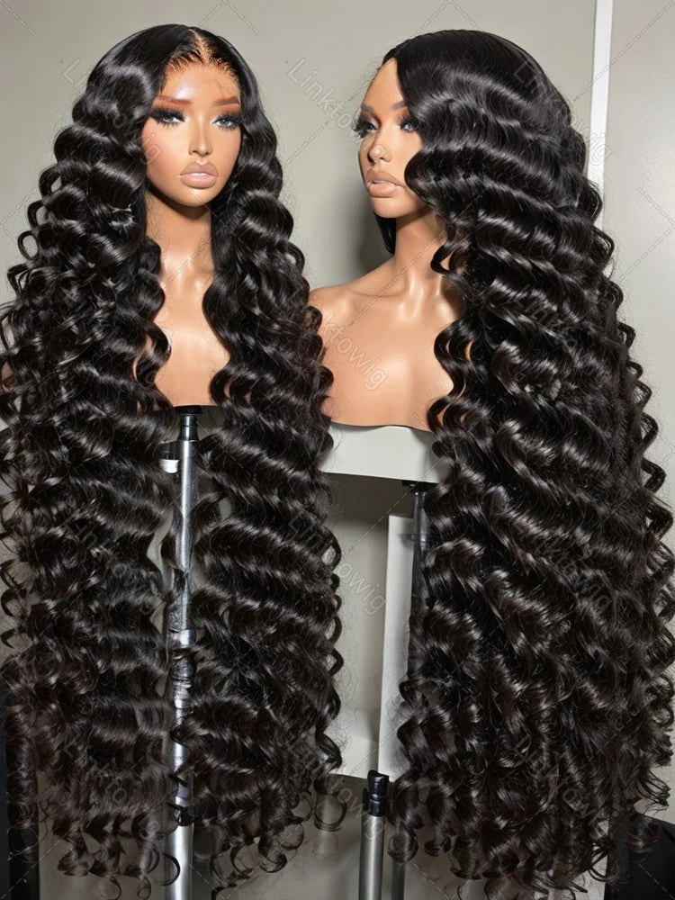 30-40 Inch HD Lace Front Deep Wave Human Hair Wig