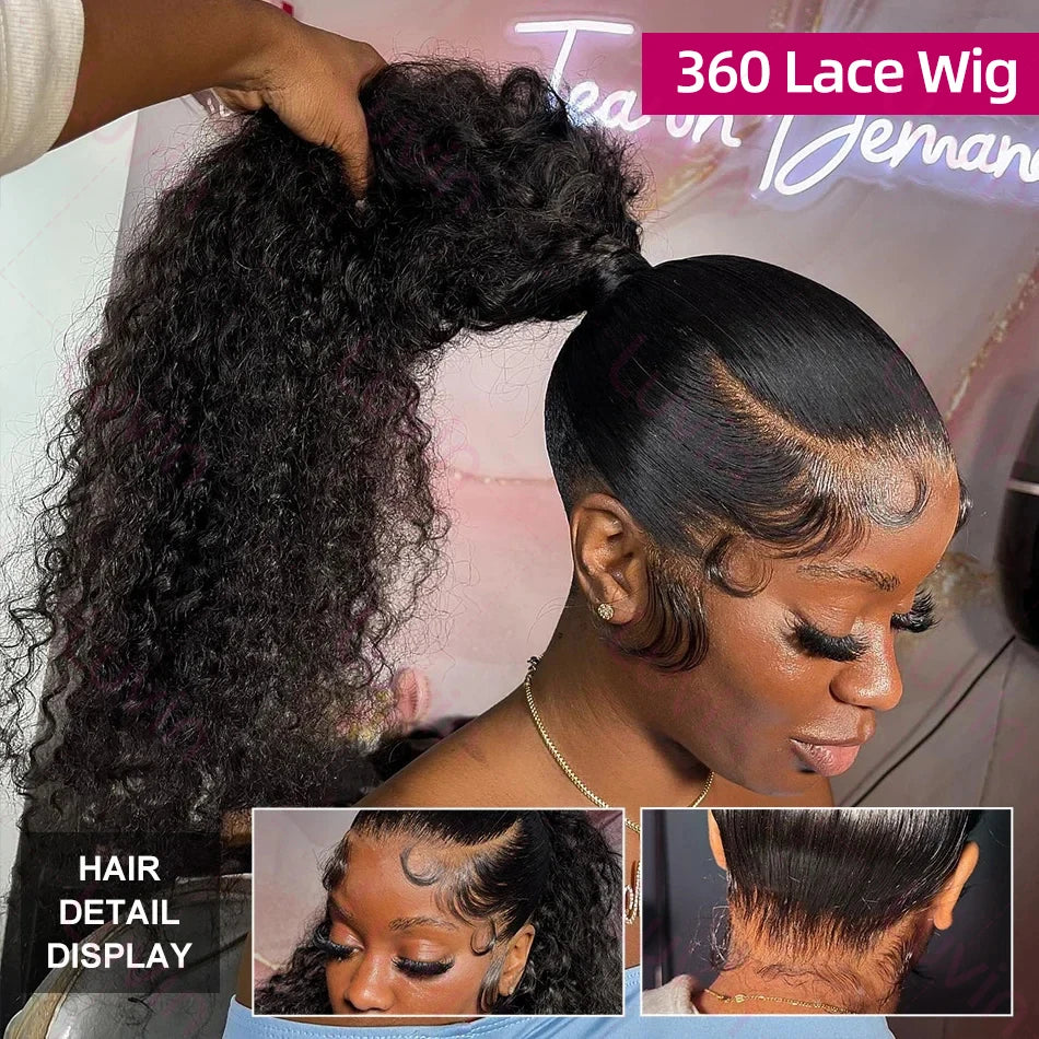 Transparent Water Wave 13x6 Lace Front 360 Lace Curly Wigs For Women Human Hair PrePlucked 13x4 Deep Wave Lace Frontal Wig