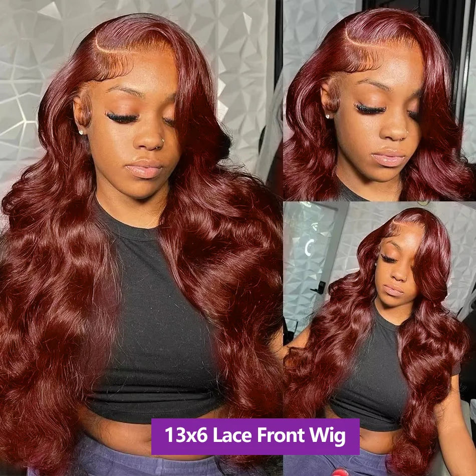 220 Density Reddish Brown 13x6 HD Lace Front Wigs Human Hair 13x4 Body Wave Colored Lace Frontal Wig 13x6 Chocolate Borwn Wig