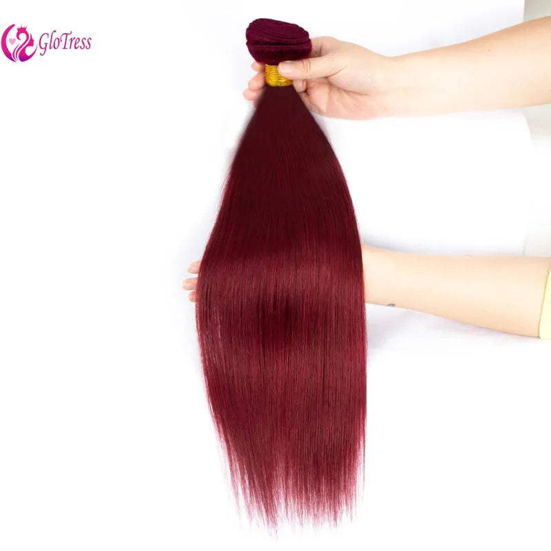 Straight Human Hair Bundles 8-26 Inch 100g/Bundle Double Weft Weave Extensions Brazilian Color 99j 3 Bundles Human Hair