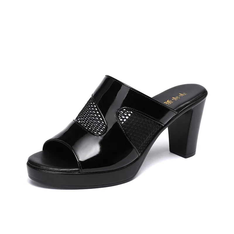 Mesh Summer Heeled Slippers Ladies Shoes for Women Sandals Peep Toe Outside Women's Rubber Slipper Female Platform Sandals