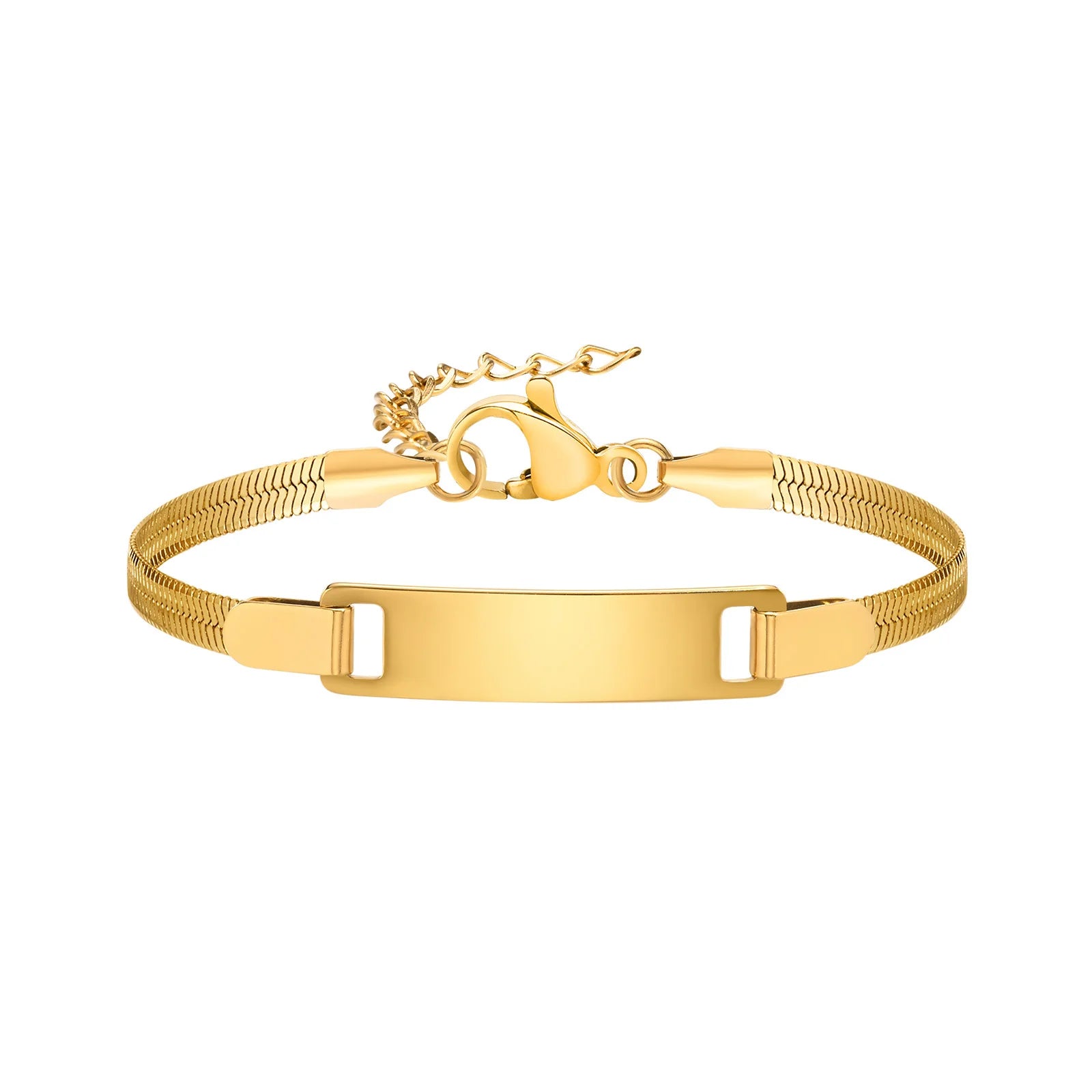 Infant Stainless Steel Crown Chain Link Baby Bear Bracelet with Free Engraving for Kids Child Birthday Gift