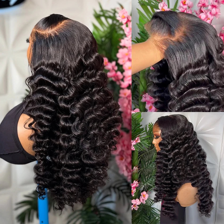 30-40 Inch HD Lace Front Deep Wave Human Hair Wig