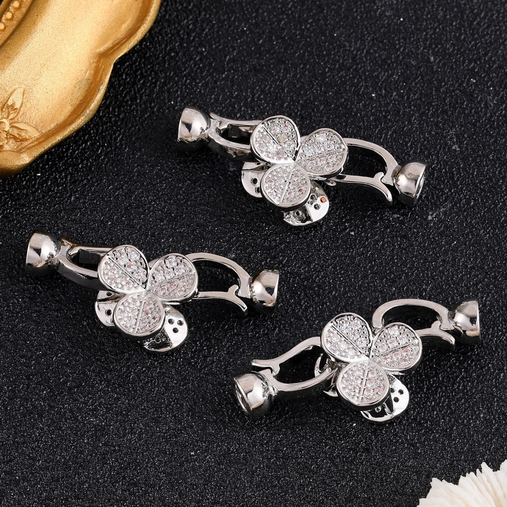 Juya 18K Gold Silver Plated Decoration Accessories Fastener Closure Pearls Clasps Lock For DIY Needlework Beads Jewelry Making