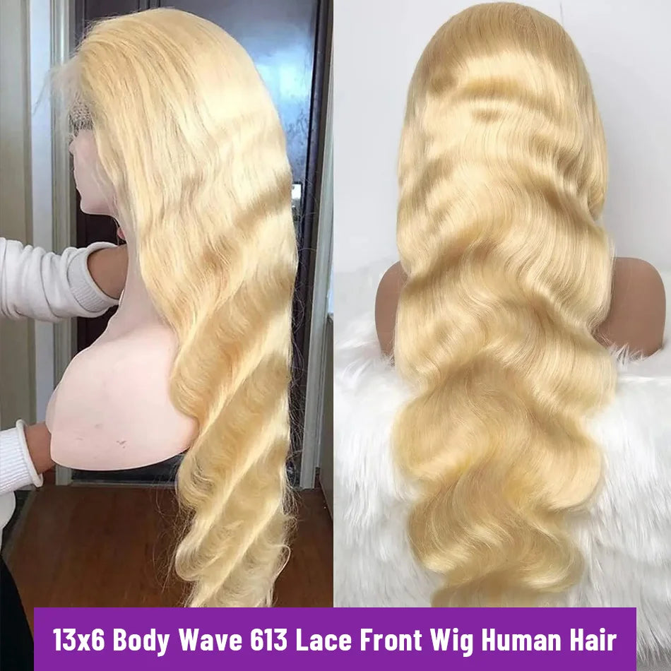 250% HD 30 40 42 Inch 613 Blonde 13x6 Lace Front Human Hair Wigs Body Wave 13x4 Lace Frontal Transparent Brazilian Remy Wig