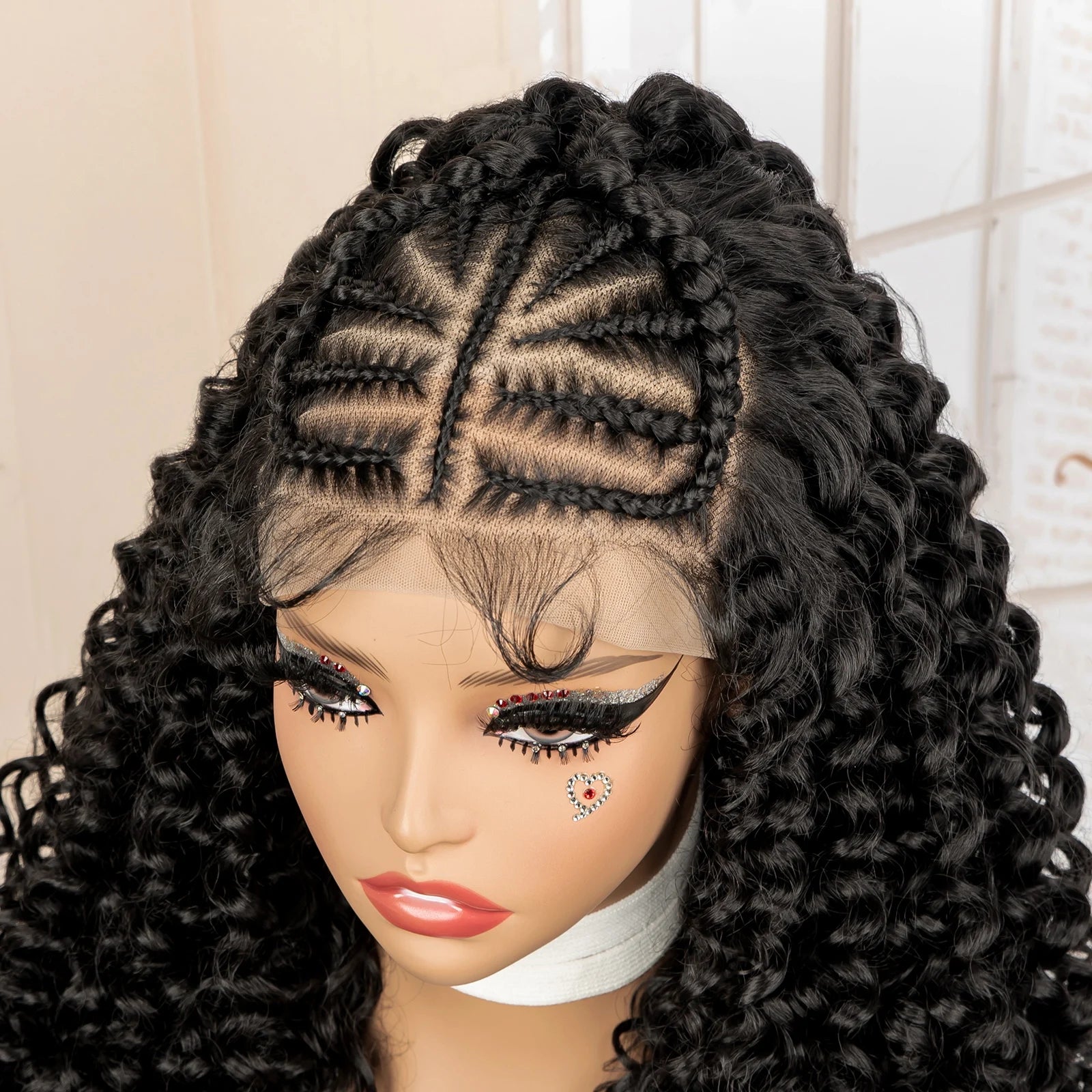 22" Synthetic Curly Wavy Wig with Braids – UTIMATE 13x4 Lace Front Wig for Women, Natural Crimps Daily Hair Replacement Wig