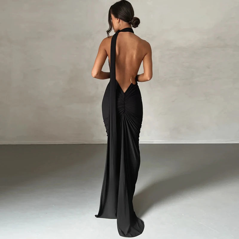 Dulzura Neon Y2K Clothes One Shoulder Sleeveless Backless Ruched Bodycon Maxi Dresses For Women Club Birthday Party Evening Prom