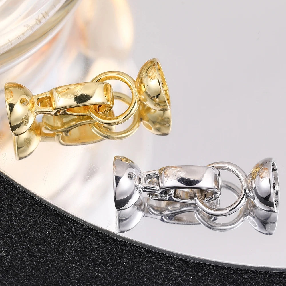 Juya 18K Gold Silver Plated Decoration Accessories Fastener Closure Pearls Clasps Lock For DIY Needlework Beads Jewelry Making