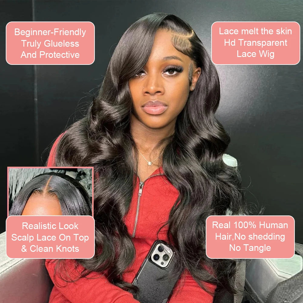HD Body Wave Lace Front Wig for Women High-Density Brazilian Human Hair Extensions 36-40 Inch 13x6 and 13x4