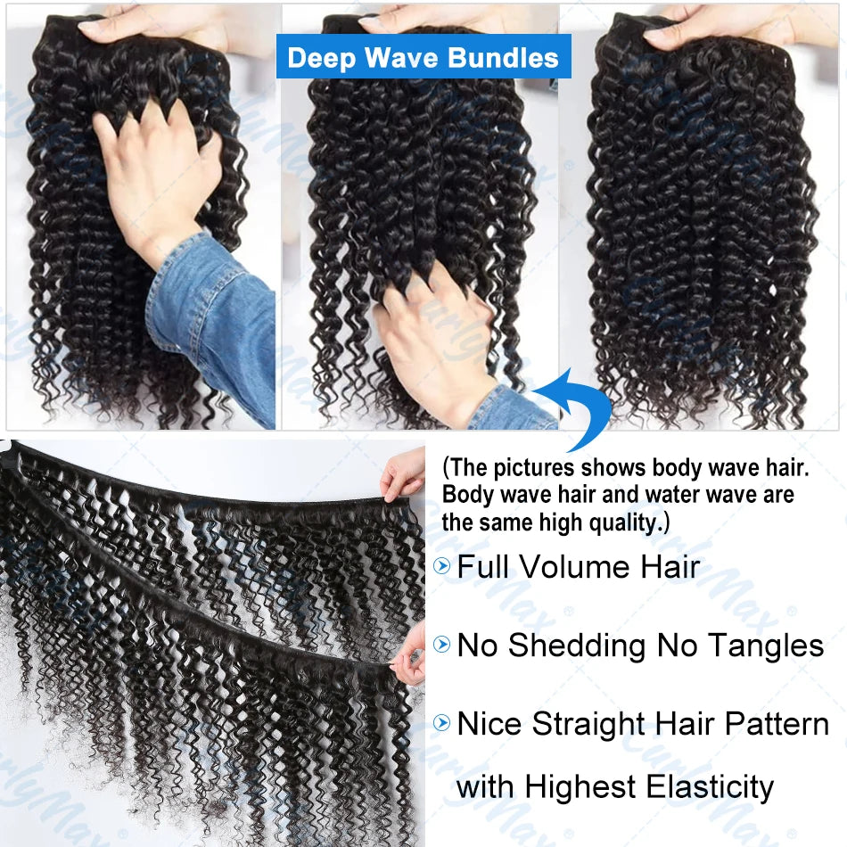 Curly Deep Wave Hair Extensions 30-38 Inch 100% Human