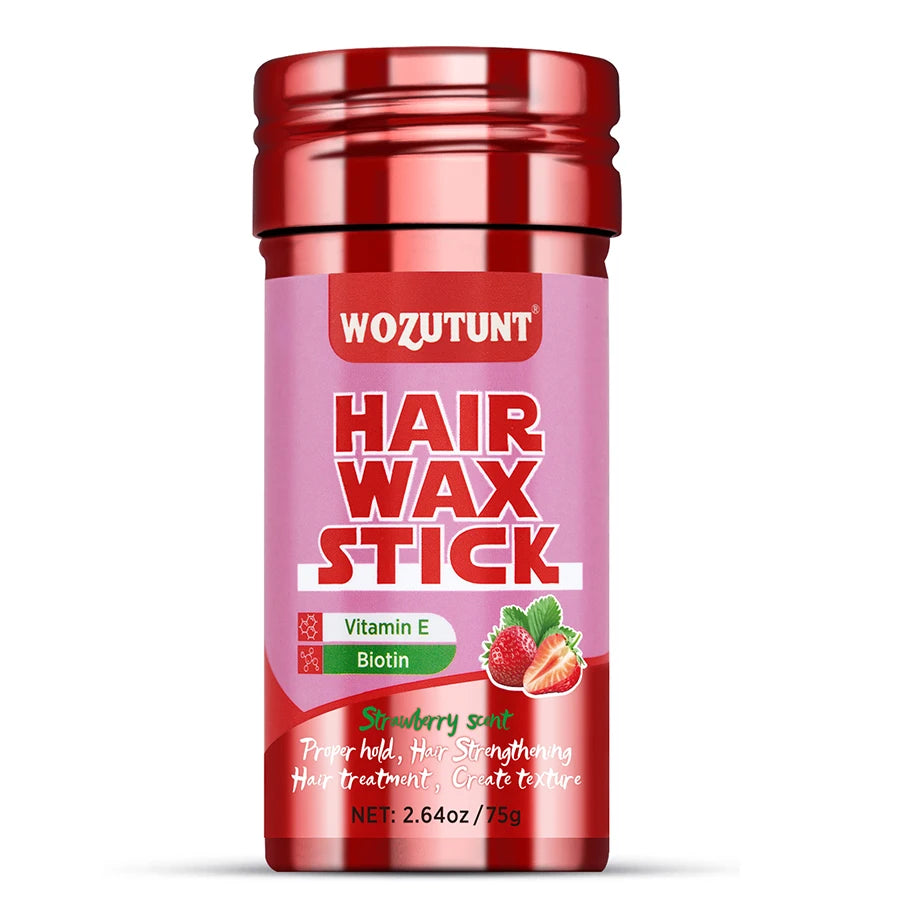 Strawberry Hair Wax Stick – Vitamin E Styling Pomade for Frizz Control & Texture