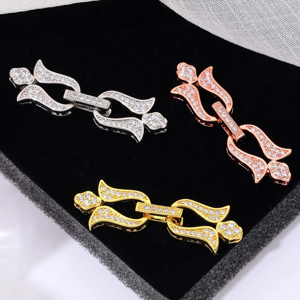 Juya 18K Gold Silver Plated Decoration Accessories Fastener Closure Pearls Clasps Lock For DIY Needlework Beads Jewelry Making