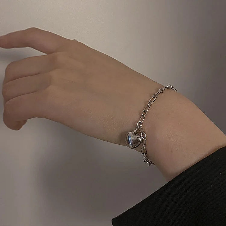 Y2K Zircon Ins Bracelets for Women Korean Fashion Sweet Girls Sparkling Hollow Heart Delicate Chain Bracelet Party Jewelry