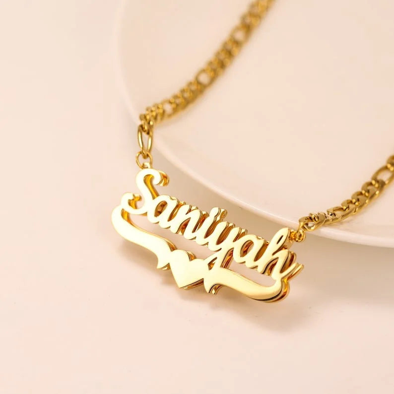 Necklace for Women Men Nameplate  Layer 3D Necklace Stainless Steel Jewelry