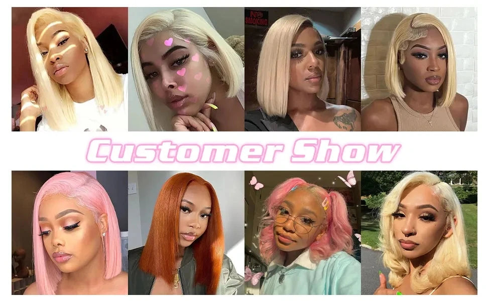 613 Blonde Straight Bob Wig 12A Human Hair Wig Transparent Lace Frontal Wigs 13x4 Brazilian Wigs Pre Plucked For Black Women