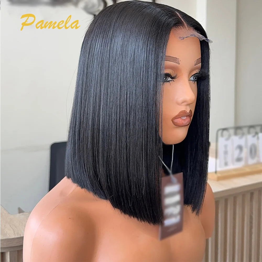 300 Density 13x6 HD Lace Frontal Bob Gluless Wig Human Hair 100% Bone Straight Short Human Hair Wig 5x5 Hd Lace Closure Wigs