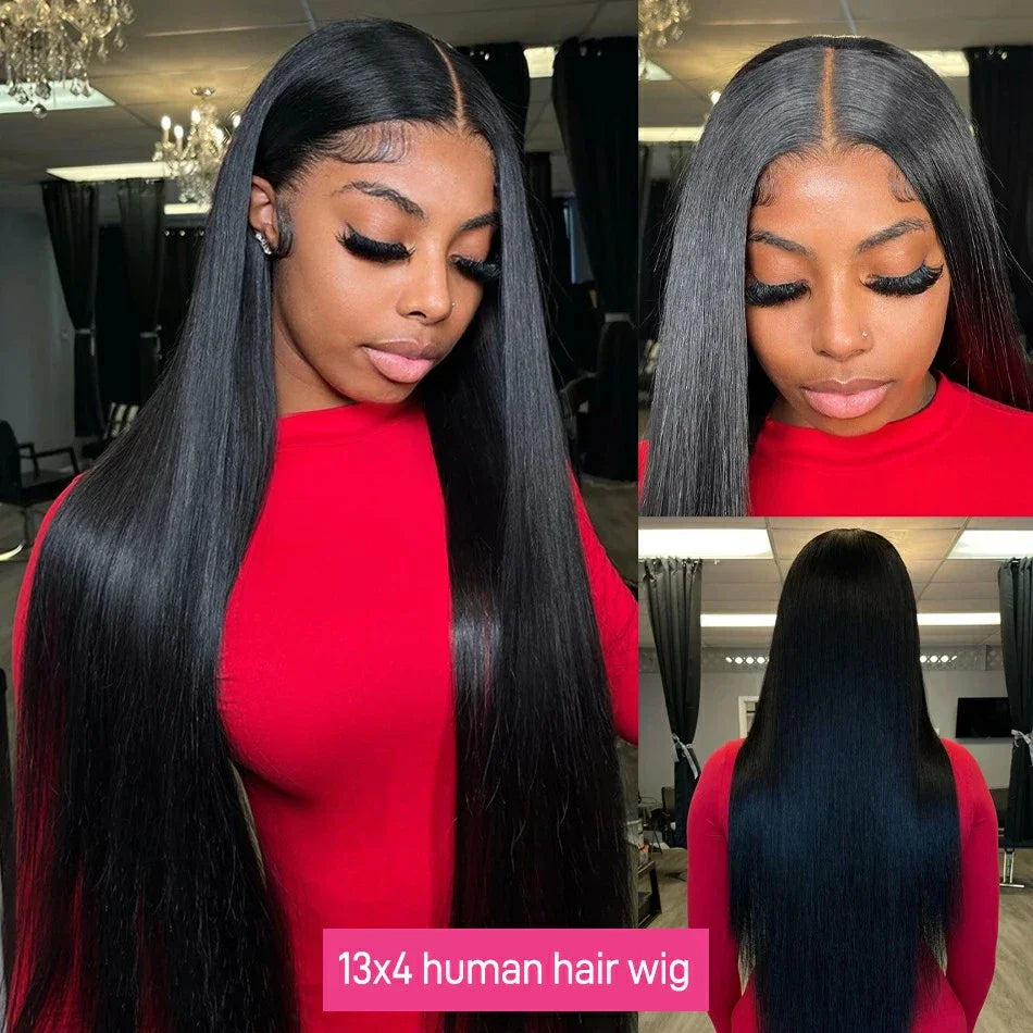 Bone Straight Human Hair Wigs For Women 180% Density 4X4 HD Transparent Lace Closure Wig Pre Plucked 13x4 13x6 Lace Front Wig