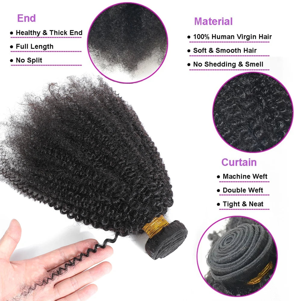 Afro Kinky Curly Bundles Mongolian Kinky Curly Hair Bundles Extension Remy 1 2 3 bundles Deal Curly Human Hair Bundles For Women