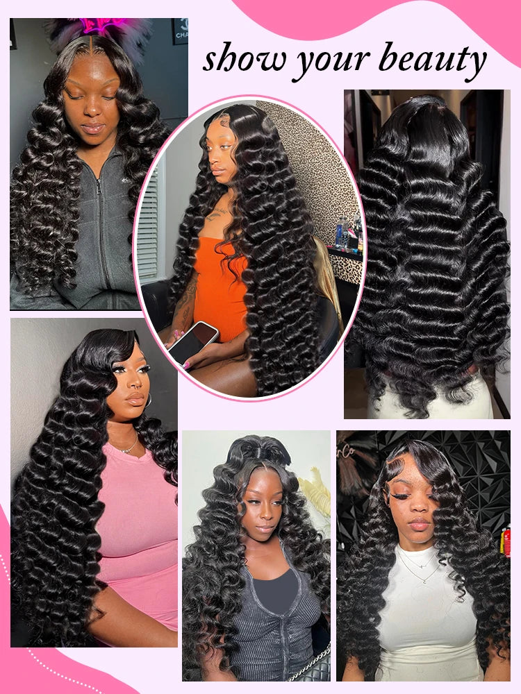 Lace Frontal Wig Loose Deep Wave Curly Human Hair Wig Preplucked Water Wave Brazilian Lace Front Wigs