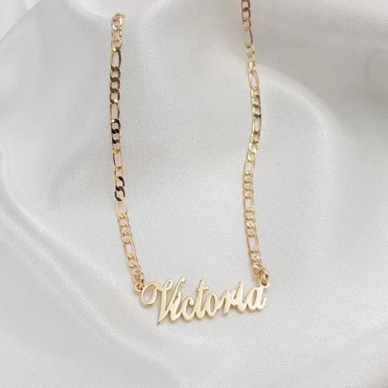 Stainless Steel Cuban Chain Customized Name Necklaces For Women Men Fashion Jewelry  Personalized Nameplate Pendant Necklace
