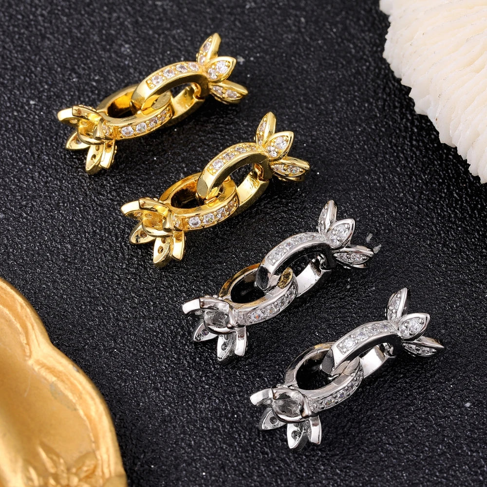 Juya 18K Gold Silver Plated Decoration Accessories Fastener Closure Pearls Clasps Lock For DIY Needlework Beads Jewelry Making