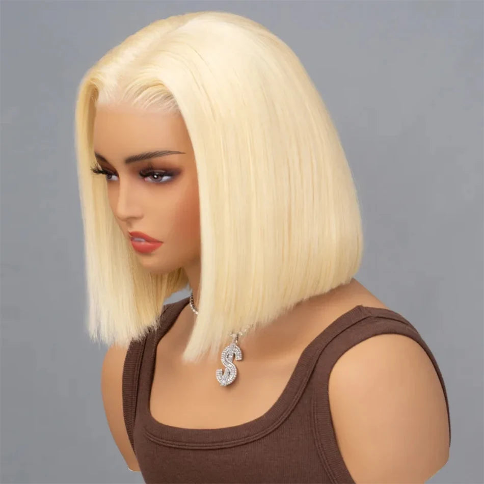613 Blonde Straight Bob Wig 12A Human Hair Wig Transparent Lace Frontal Wigs 13x4 Brazilian Wigs Pre Plucked For Black Women