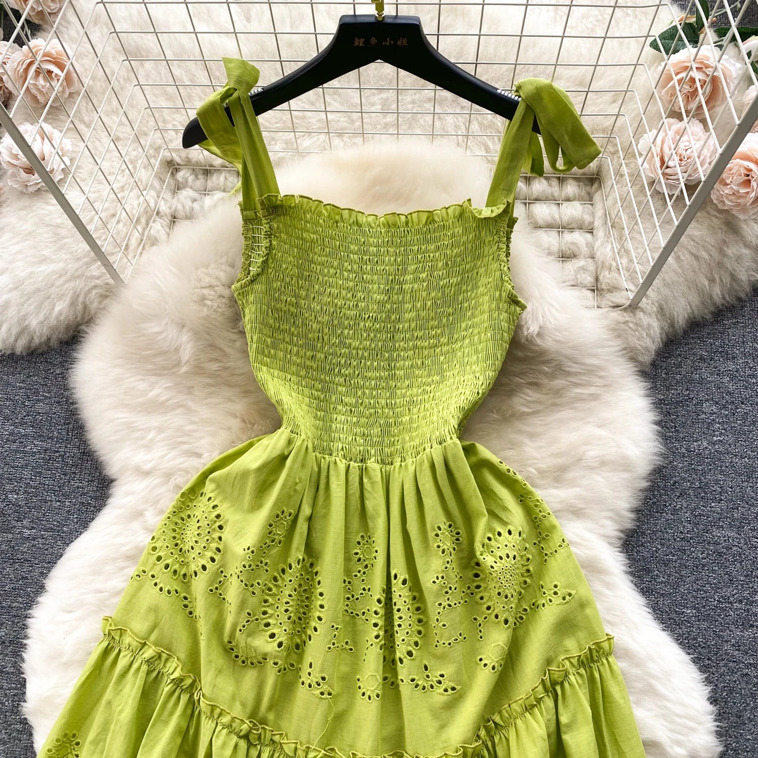 Elegant Sexy Backless High Waist embroidery Slip Dress Fairy A-line Summer Beach Vacation Slim Women Evening Party Dress