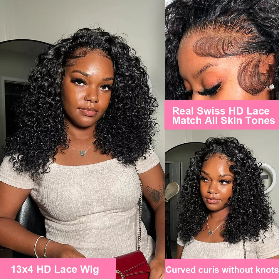 Bob Wig Human Hair Curly Wigs Short Deep Wave 13x6 Hd Lace Frontal Wig Brazilian 5x5 Closure Bob Wig For Women