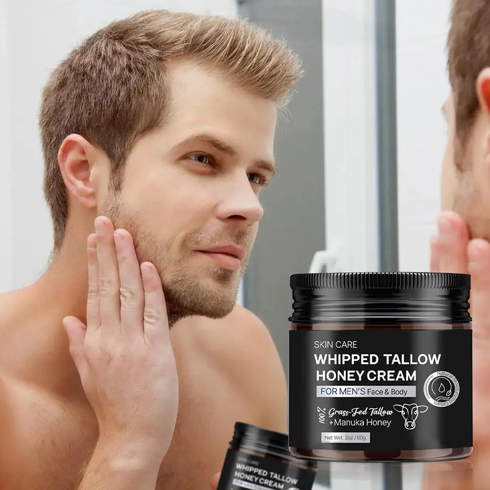 Whipped Beef Tallow Honey Face Cream – Deep Moisturizer for Men (50ml)