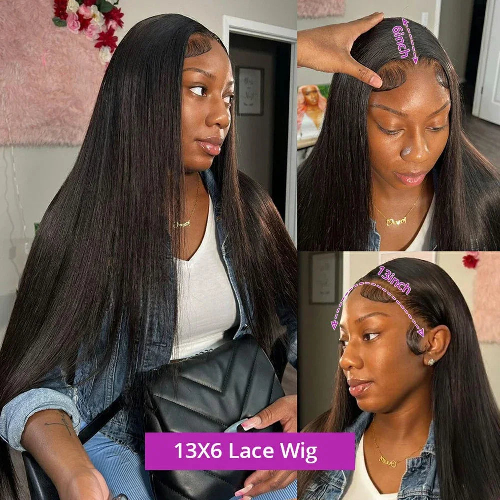 Bone Straight Human Hair Wigs For Women 180% Density 4X4 HD Transparent Lace Closure Wig Pre Plucked 13x4 13x6 Lace Front Wig